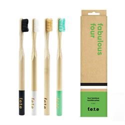 From Earth to Earth | Bamboo Toothbrush Fantastic Family Pack 2x Medium Adult 2x Child | 83g Supply