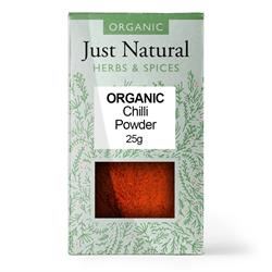 Just Natural Herbs | Organic Chilli Powder (Box) 25g | 25g Supply