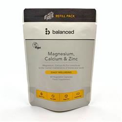 Balanced | Magnesium Calcium & Zinc 60 Veggie Caps - Refill Pouch | 60 capsule Online now