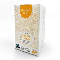 Garden Teas | Organic Fairtrade Lemon & Ginger 20 Plastic Free Envelopes | 20bag Fashion