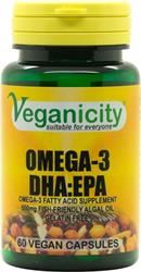 Veganicity | Omega-3 DHA:EPA 500mg 60 Vcaps Fish friendly Algal Omega-3 | 60vegicaps Fashion