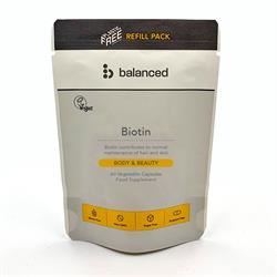 Balanced | Biotin 60 Veggie Caps - Refill Pouch | 60 capsule Supply